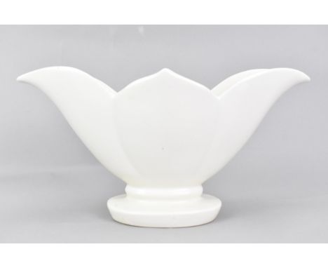 Constance Spry (1886-1960) for Fulham Pottery, an early 20th century Lotus leaf shaped mantel vase, cream glazed pottery rais