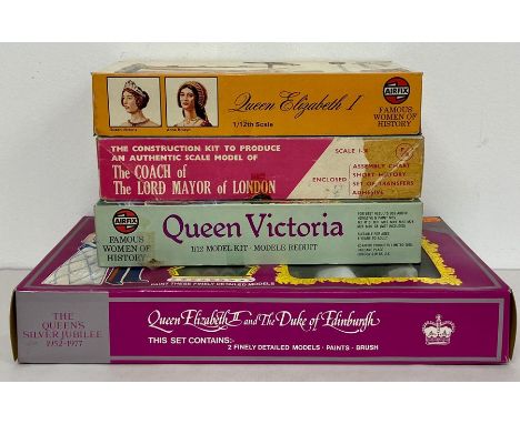 A selection of model kits to include, The State Coach of The Lord Mayor of London, Queen Victoria, Queen Elizabeth I and Quee