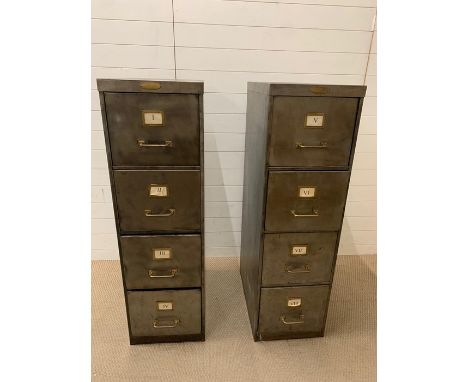 Two Strafor metal vintage filing cabinet (H133cm W40cm D64cm)