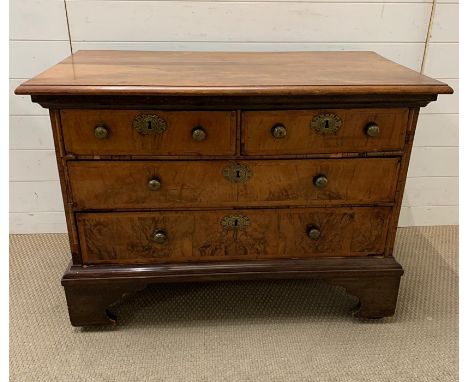 A walnut chest of two over two drawers on a bracket feet base (H72cm W98cm D54cm)