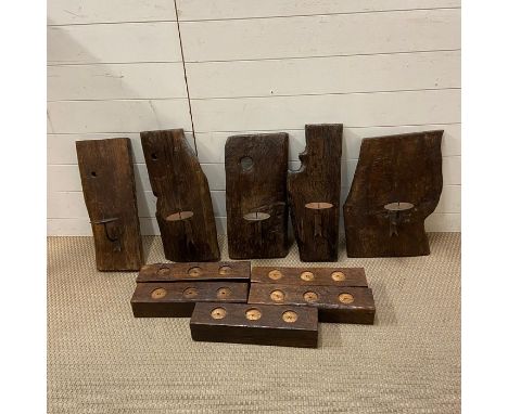 Five reclaimed oak panels re-purpose into wall hanging candle holders and five tea light holders 