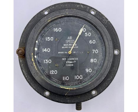 An Air Speed miles per hour Munro Indicator Mark IVA No 29526 Non Luminous R W Munro Ltd London