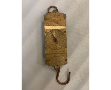 A brass Salter's spring balance scales 