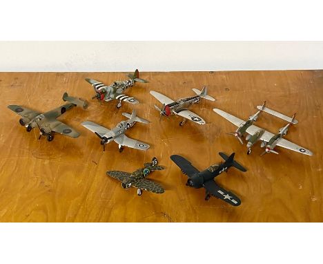 A selection of seven aircraft models to include, Gloucester (experimental)  fighter, Corsair Good Year, Corsair Far Eastern, 