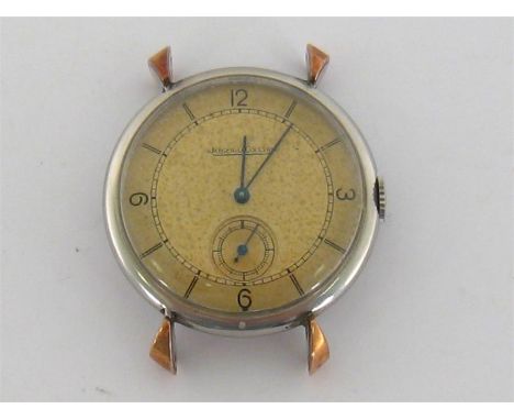 JAEGER LECOULTRE, a 1940s stainless steel manual wind wristwatch, no.279083, the metallic dial with Arabic numerals at the qu