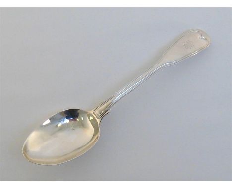 A George III silver fiddle and thread pattern table spoon by Paul Storr, London, 1818, engraved with crest coronet with Princ