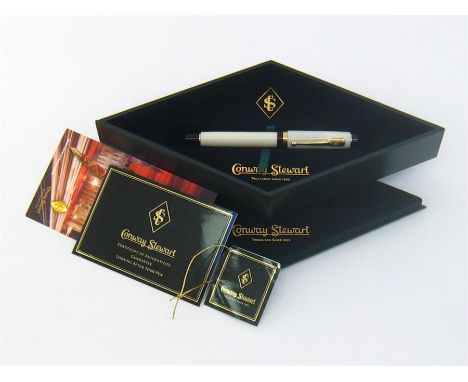 CONWAY STEWART, Duro, an ivory casein and 18 carat gold trim limited centennial anniversary edition fountain pen, no. 075/200