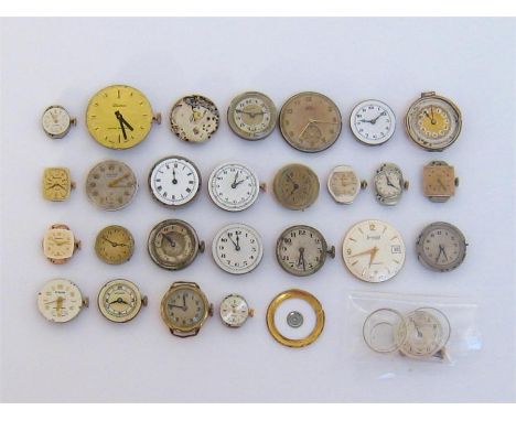 A mixed lot of early to mid 20th century manual wind watch movements, principally 15/17 jewel Swiss lever escapements, one Ac