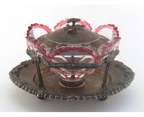 A Swedish covered silver butter-dish by Zethelius, Stockholm, 1840, the hexagonal frame chased with flowers, shells and scrol