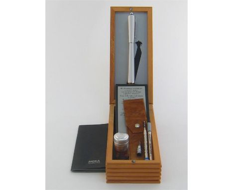 Giuliano Mazzuoli, ‘Moka’, a stainless steel fountain pen with roller ball conversion, the fountain pen with medium nib and c