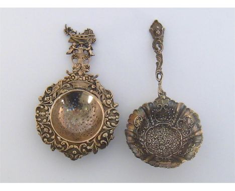 A German silver tea-strainer by Neresheimer of Hanau with English sponsor and import marks for Berthold Muller, Chester, 1903