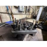 Lot - (11) CAT-40 Toolholders; with Collets, Drills, and End Mills, with Precision Steel Rack