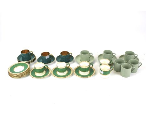 Three partial sets of coffee cups and saucers. Comprising Spode set in 'Flemish Green', a T. Goode &amp; Co Ltd set in marble