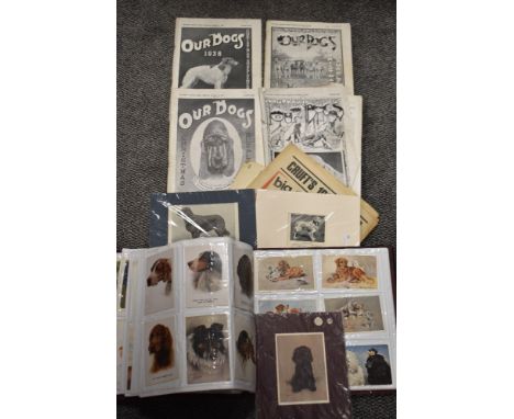 A collection of vintage ephemera, of dog related interest, including postcards and prints.