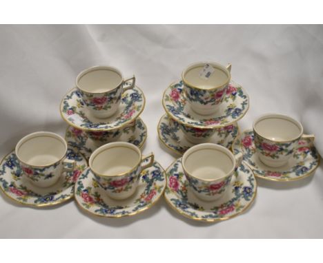 Four 1980s Royal Doulton 'Floradora' coffee cups and saucers.