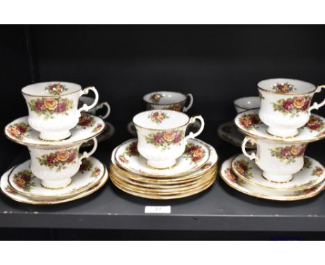 A collection of cups and saucers, Elizabethan 'English Gardenn' in the style of Royal Albert.