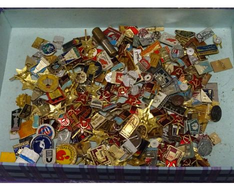 Large Quantity of Enamel Badges, mainly Russian (approx. 200)