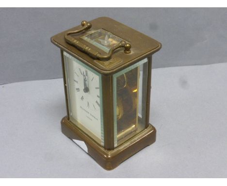Vintage brass carriage clock marked Matthew Norman London