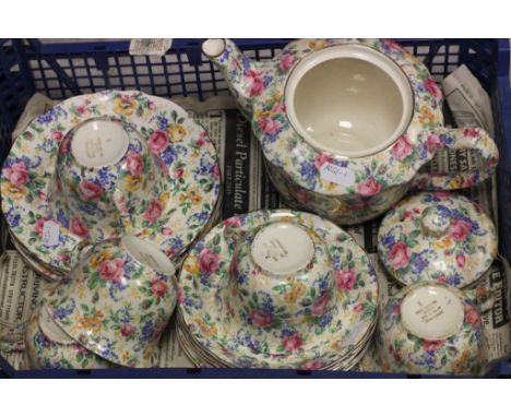 Chintz pattern part tea service by James Kent ltd London 'Rosalynde' 