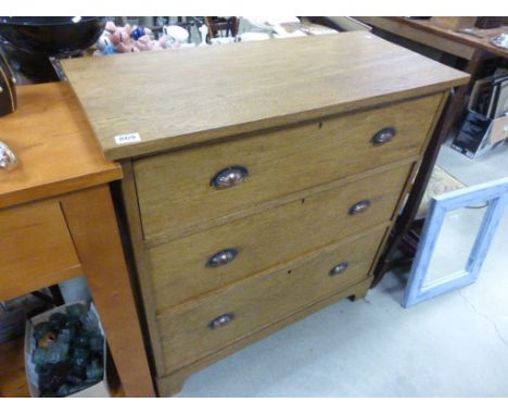 Vintage rustic light oak chest of three drawers