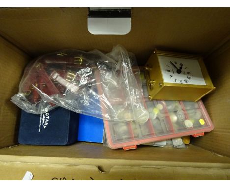 Large box of vintage watch parts including glasses, manuscripts, cases, backs
