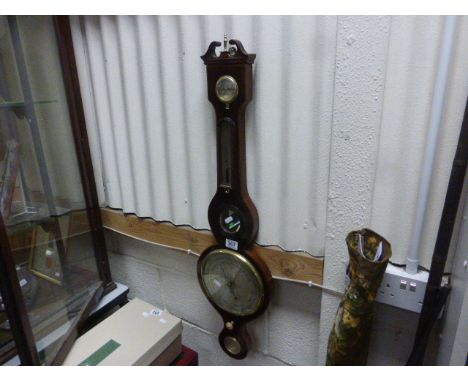 Vintage style wood and brass banjo barometer marked J Arzoni Canterbury