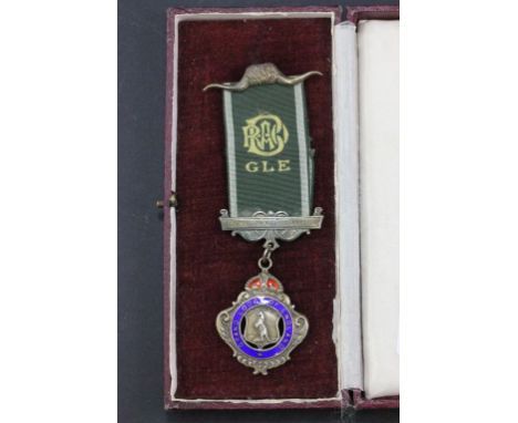 Cased Silver and Enamel Masonic Medal ' The Grand Lodge of England ' dated 1938