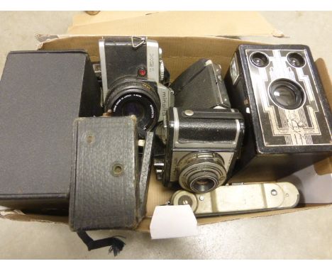 Collection of Vintage Cameras including Minolta XG1, Felica, Brownies, etc