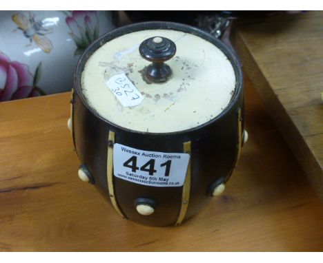 Antique ivory mounted barrel tea caddy