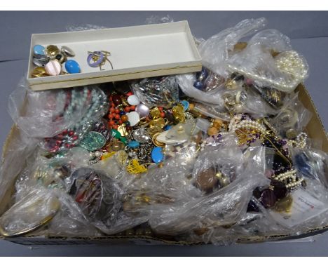 Box of vintage costume jewellery