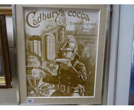 Vintage Style Cadbury's Cocoa Advertisement featuring a Fireman