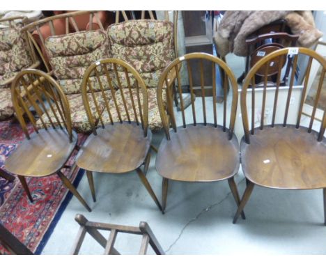 Set of Four Ercol Hoop Back Dining Chairs