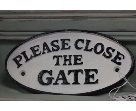 Cast iron Please Close the Gate sign