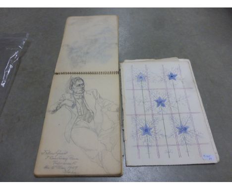 1949 Artist sketch book of numerous subject matter and another of pen & ink landscapes