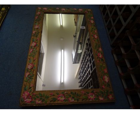 Vintage Painted Wall Mirror with naturalistic flower surround
