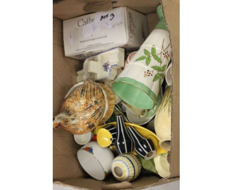 A Crown Devon vase, Poole pottery dish and other items 