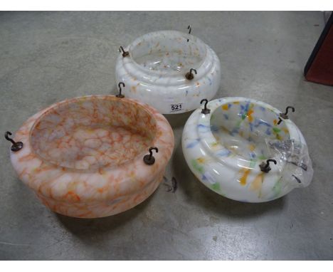 Three Mid 20th century Mottled Coloured Glass Light Shades