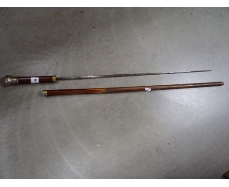 Victorian Swordstick with White Metal Handle