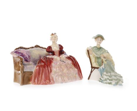 ROYAL DOULTON FIGURE OF 'BELLE O' THE BALL' HN 1997, designed by R Asplin, printed and painted marks to base, 22cm wide; alon