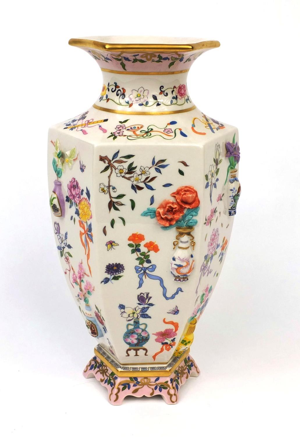Franklin Mint porcelain vase of one hundred flowers by Dawen Wang