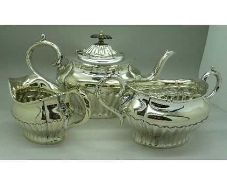 A three piece plated tea service