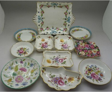 Trinket and pin dishes including Royal Crown Derby and Royal Winton chintz