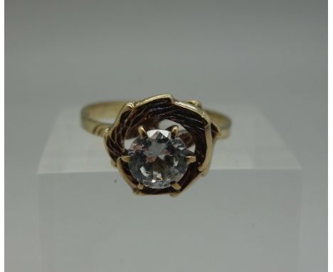 A 9ct gold and white stone ring, weight 3.6g, size  R