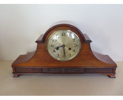 A walnut case 8 day striking mantle clock - 55cm 