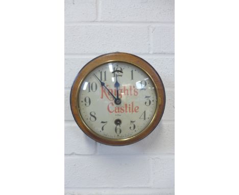 A Knights Castle 8 day wall clock, made in USA by Waterbury Clock Co - running and clean condition 