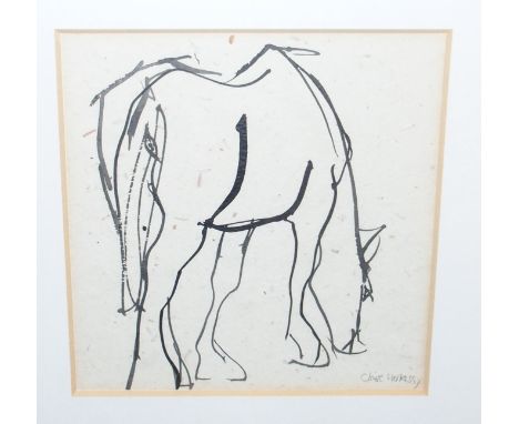 CLARE HARKNESS Pony sketch II, signed, ink drawing, 19 x 18cm Condition Report: Available upon request