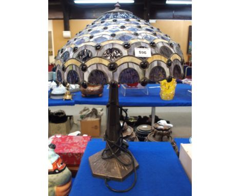 A Tiffany style leaded and stained glass table lamp Condition Report: Available upon request