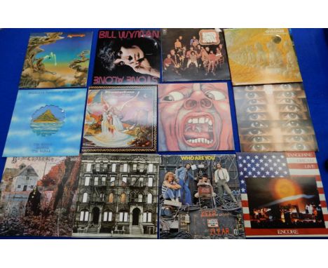 An interesting collection of rock and progressive rock vinyl L.P. records to include The Who, Yes, Santana, Blood Sweat and T