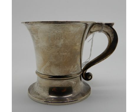 A silver christening mug, Birmingham 1922, 7.8cm high, 152gms Condition Report: Available upon request