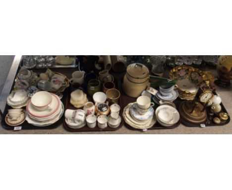 Two Holkham pottery mugs, assorted tea and coffee wares, enamel pan, clock and other items Condition Report: Available upon r